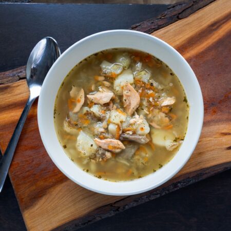 fish chowder with trout and salmon