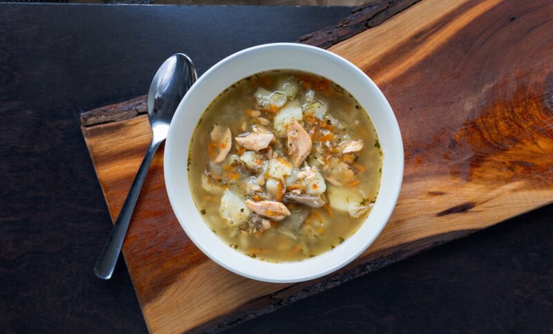 fish chowder with trout and salmon