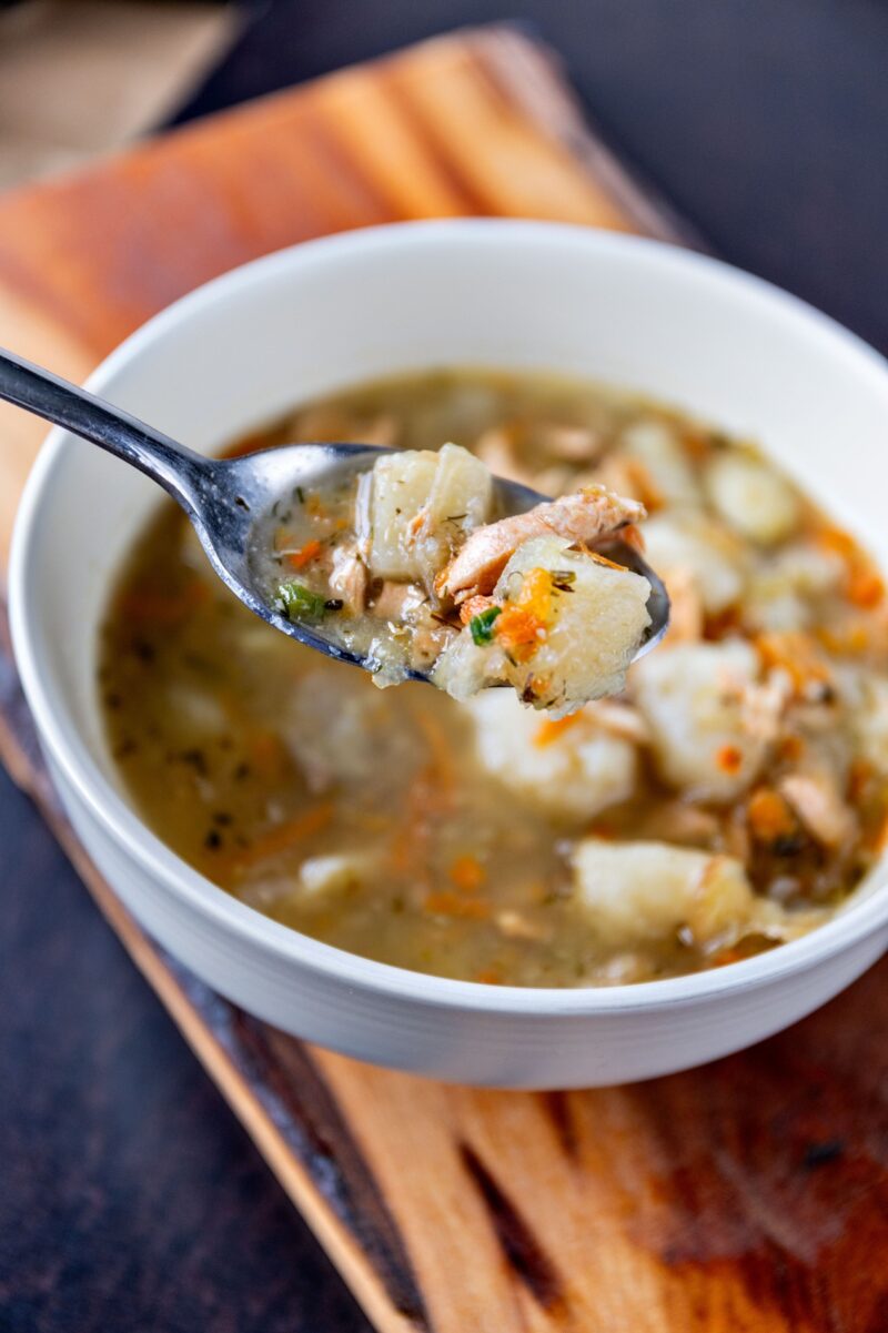 fish chowder with trout and salmon